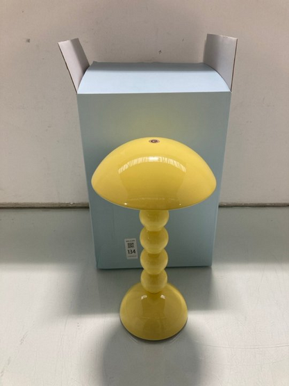 Lacquered Bobbin Lamp Buttermilk 30cm LED Rechargeable