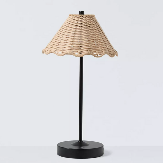 Nellie Rechargeable Portable Rattan Indoor/Outdoor Table Lamp, Black