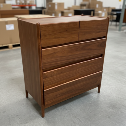 Scandi 5 Drawer Walnut Sideboard | 107.5 x 90.4 x 46.4cm