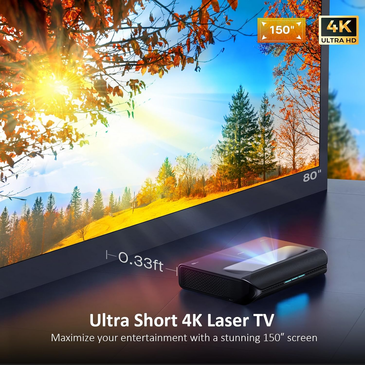 Aurora Pro Ultra Short Throw 4K Tri-Color Laser Projector