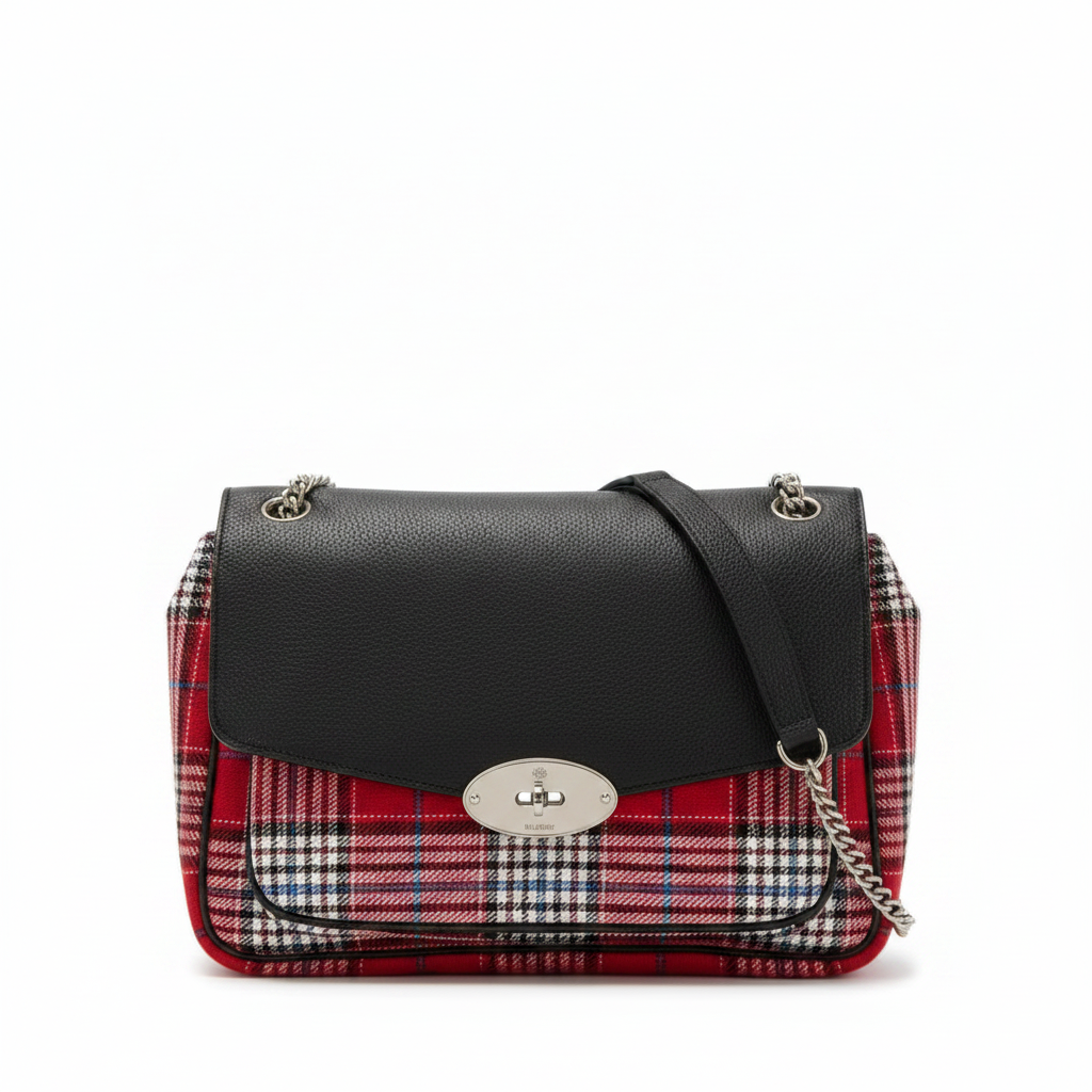 Small Darley Leather & Tartan Shoulder Bag w/ Dustbag