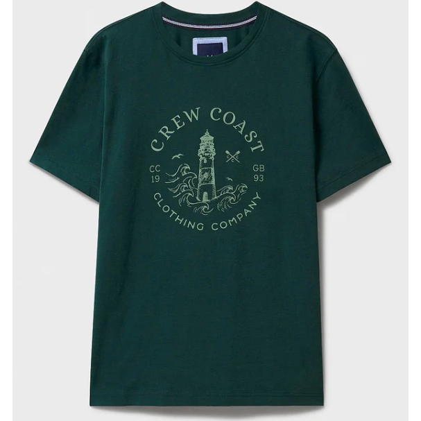 Crew Clothing Company Lighthouse 1993 T Shirt Botanic Green - 2XL