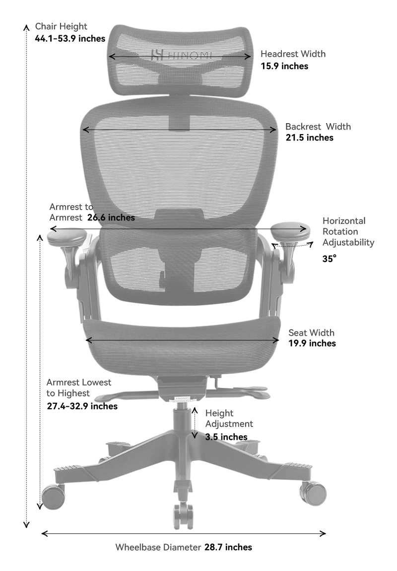 HINOMI H1 Classic Ergonomic Office Chair With Headrest