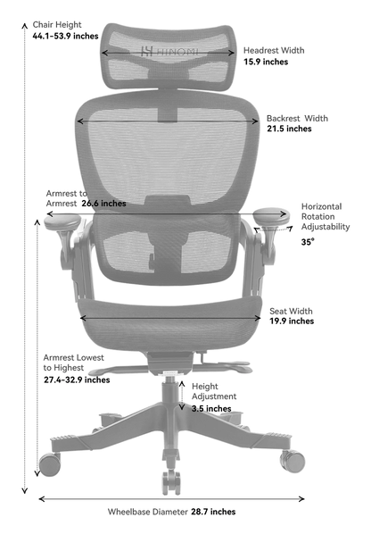 HINOMI H1 Classic Ergonomic Office Chair With Headrest