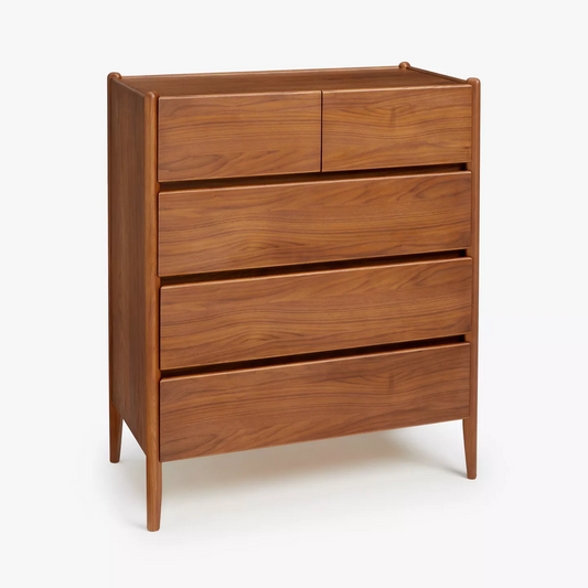 Scandi 5 Drawer Walnut Sideboard | 107.5 x 90.4 x 46.4cm