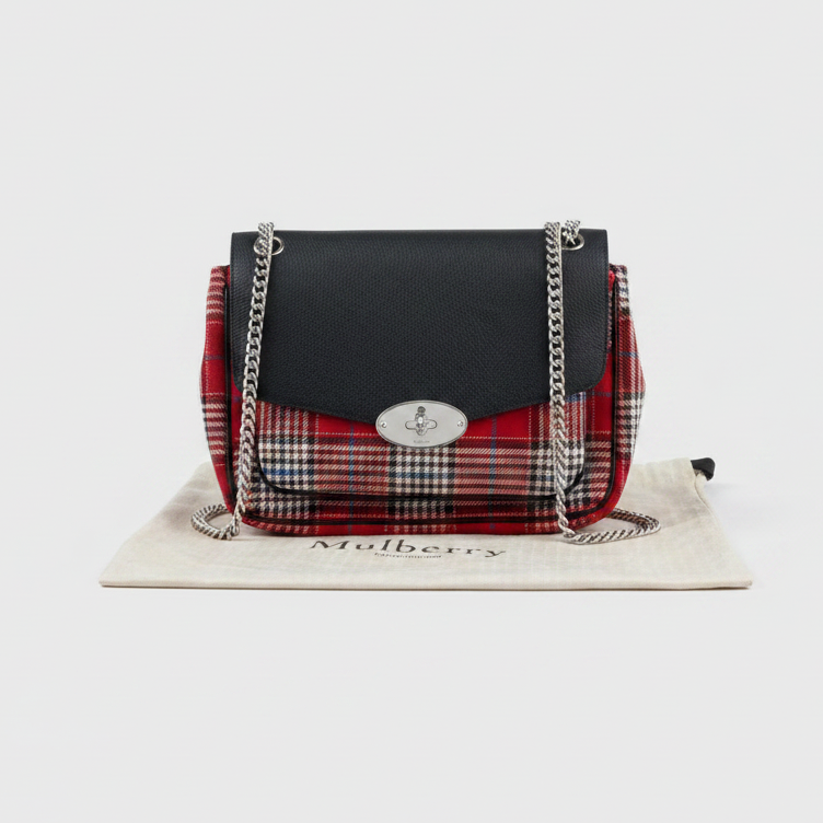Small Darley Leather & Tartan Shoulder Bag w/ Dustbag