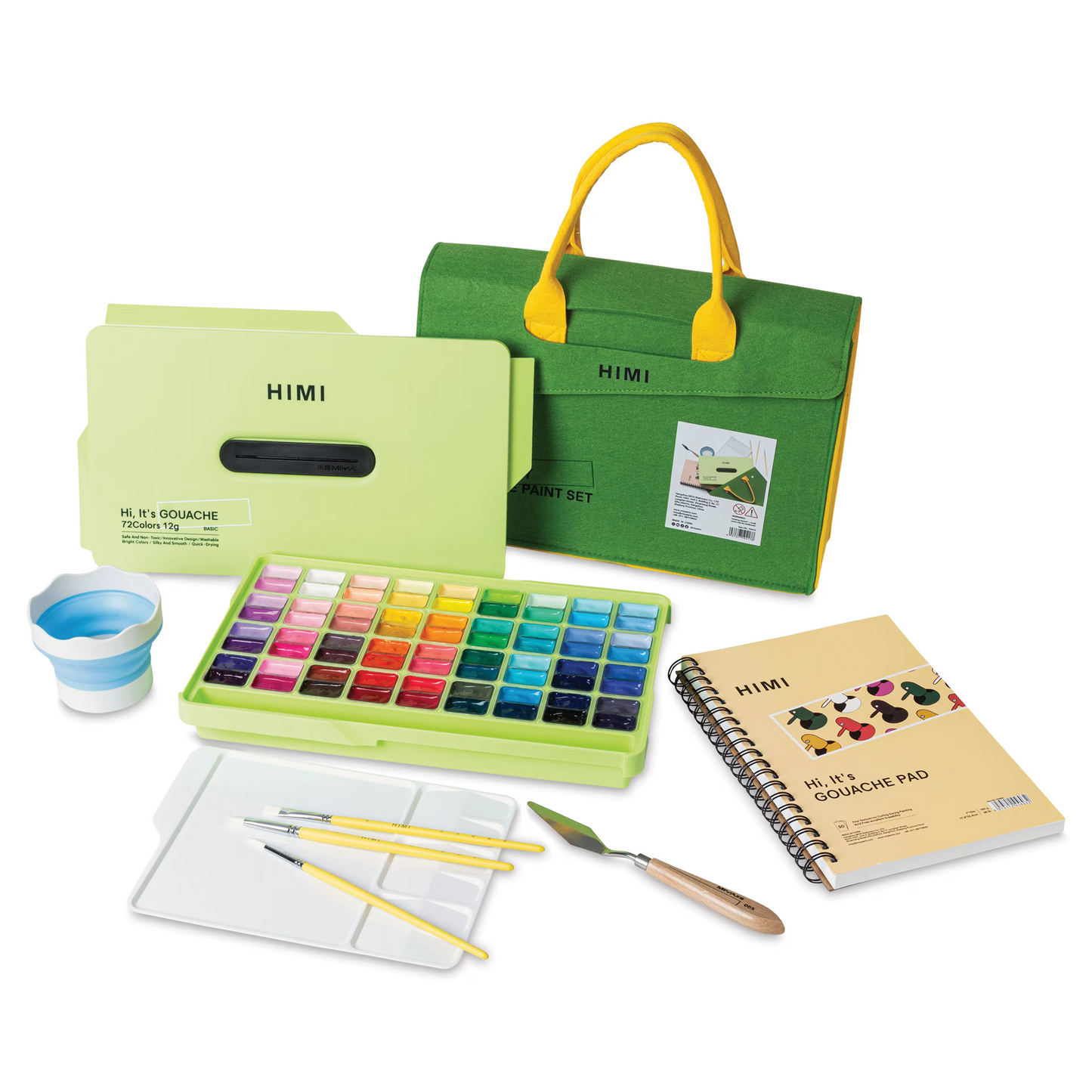 HIMI Gouache Paint Go Pack Set - 72 colours x 12g + Accessories
