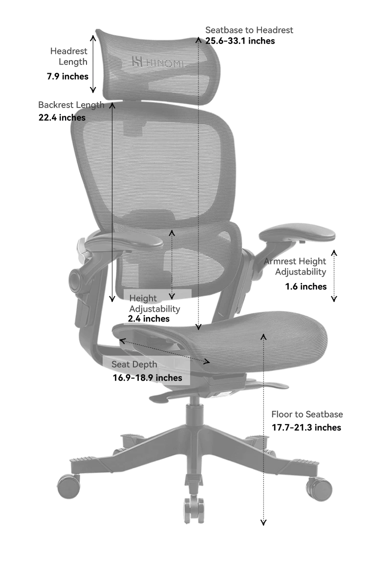 HINOMI H1 Classic Ergonomic Office Chair With Headrest
