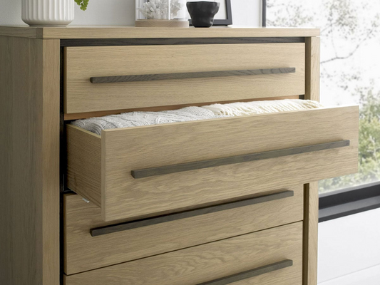 Rimini 5 Drawer Chest | Aged Oak | 119 x 85 x 45 cm